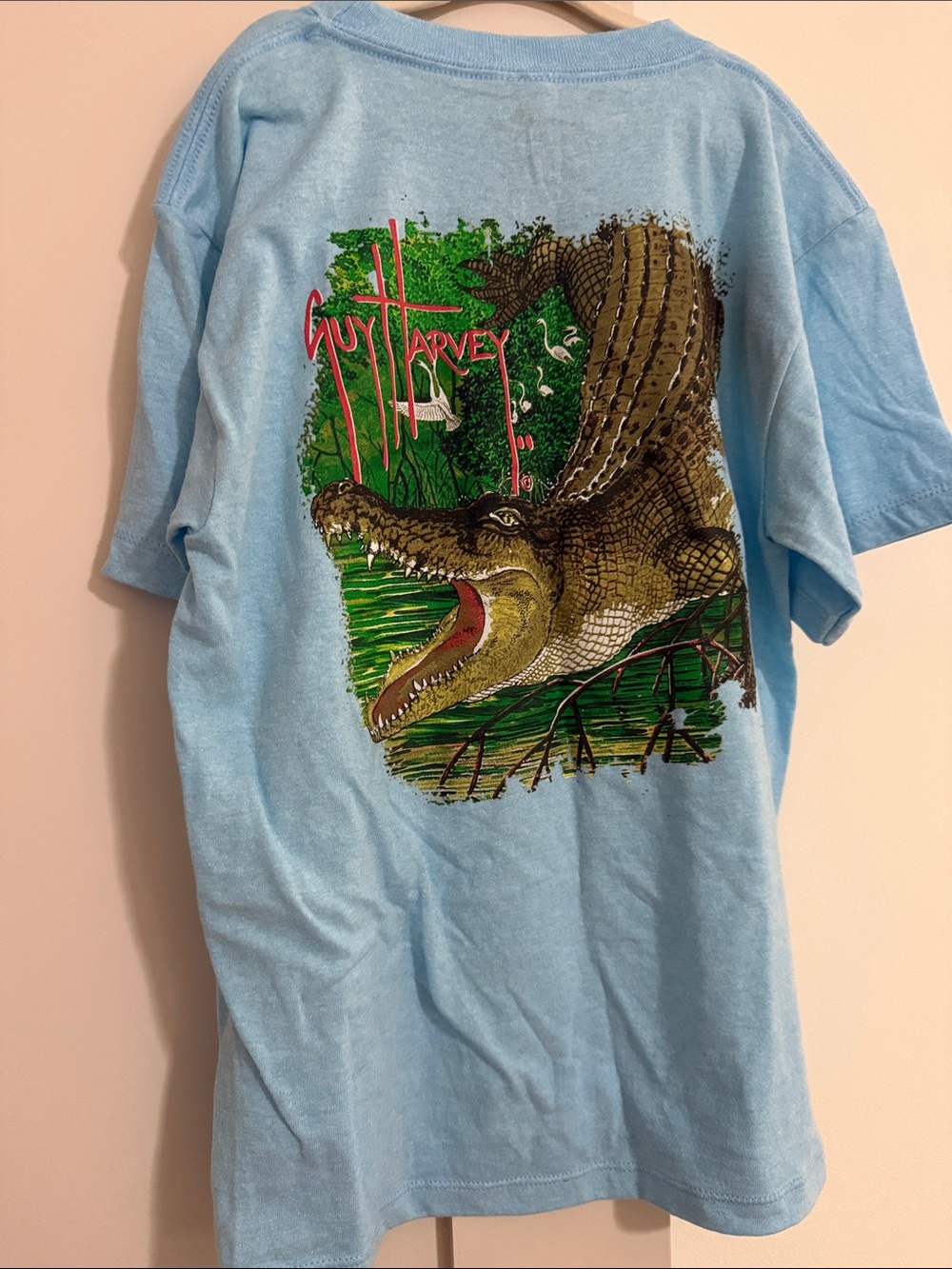 Guy Harvey Sky Blue Tee with Red Chest Logo Boys S (6/7)